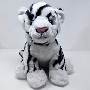 Build a Bear Workshop Sitting White Tiger Cub 13" Plush Siberian Blue Eyes 2016